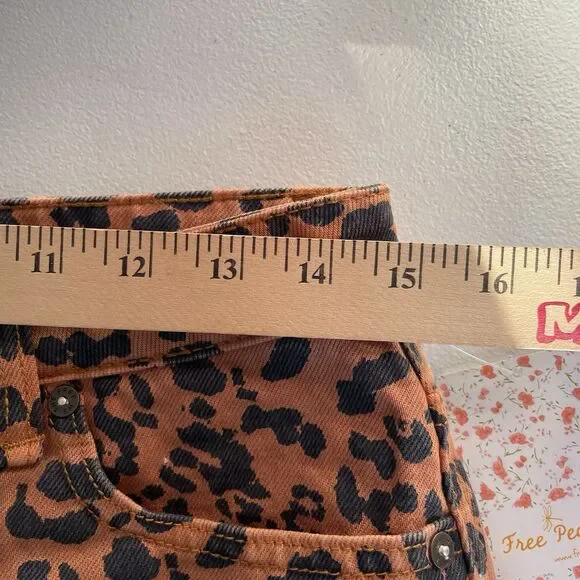 Free People We The Free Denim Mini Skirt Leopard Print Brown Black Women's 28 - Picture 11 of 12